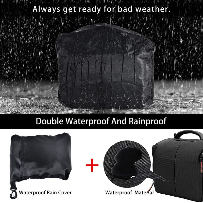 FOSOTO Camera Case Bag Compatible for Nikon D3300 D3400 D5300 D5500 D5600 D7200 D7100 D500 D90 D60 D750 D810 D610,Canon EOS Rebel T5i T6 T7i XT SL1 T3i T4 70D 80D 5D Mark 6D 7D,Sony a99II SLR Camera - Image 4